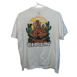 Call Your Mother XL White Cotton Graphic Tee Chillin’ Desert Scene Skeleton